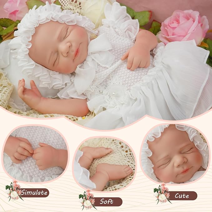 Full Silicone Reborn Baby Doll, 20 Inch Lifelike Newborn Girl, Reborn Baby Dolls Silicone Full Body Sleeping for Therapy & Memory Keepsake