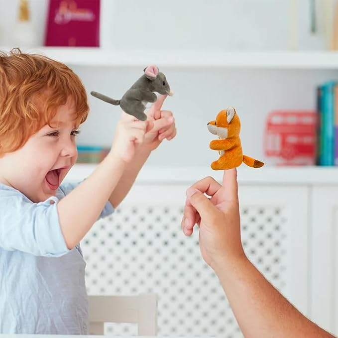 9 Pcs Finger Puppets Set Mini Toys, Soft Plush Insect Animal Finger Puppet for Kids Mini Stuffed Animals with Mushroom House,Finger Puppets for Toddlers Storytelling Role-Playing Christmas School
