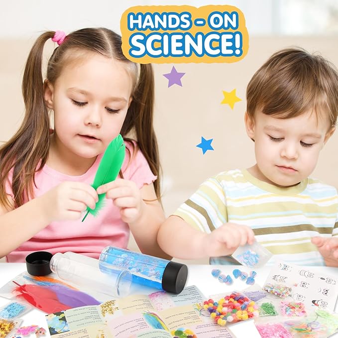 Sensory bottle Kits for Calm Calming Corner Items, Sensory Toys for Kids with Autism, Calm Down Toys with Unicorn, Space, Mermaid, 6 Big Empty Plastic Reusable Bottles Toddler Classroom Must Haves