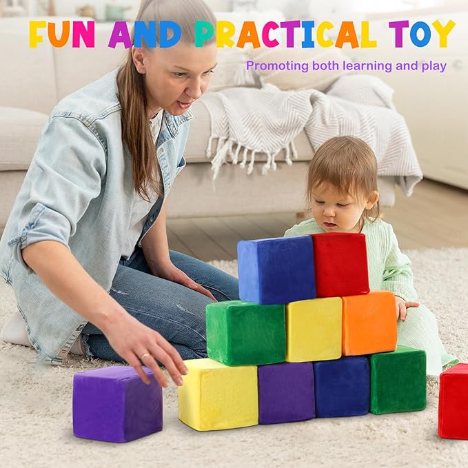 12 Pieces Foam Building Blocks Plush Colorful Foam Stacking Building Blocks Soft Giant Fun Throwing Toys for Birthday Learning Gift