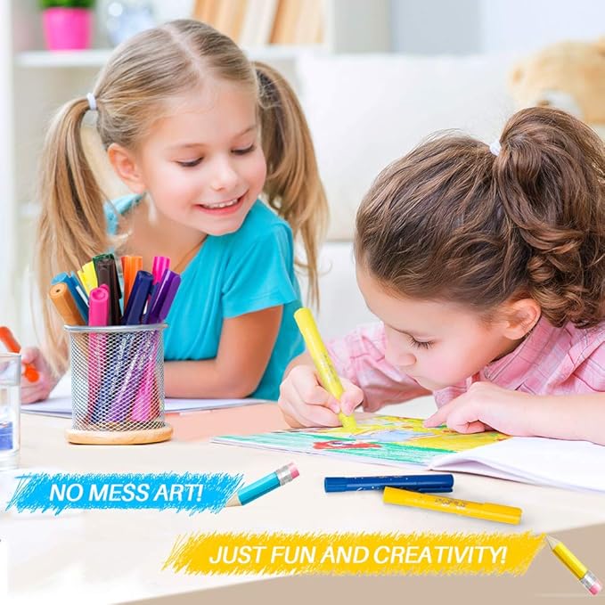 Washable Tempera Paint Sticks | Non-Toxic, Quick Drying & No Mess Paint Sticks for Kids, Best Art Birthday Gifts for Kids (24 Colors)