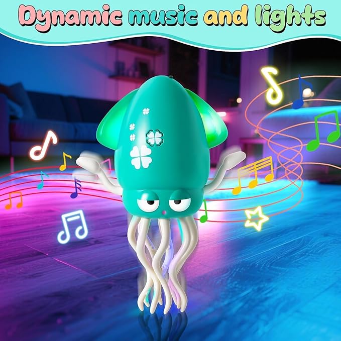 Dancing Octopus Baby Toy,Tummy Time Toys for 3+ Years Old Kids,Electric Crawling Octopus Toy,Music Squid Gift