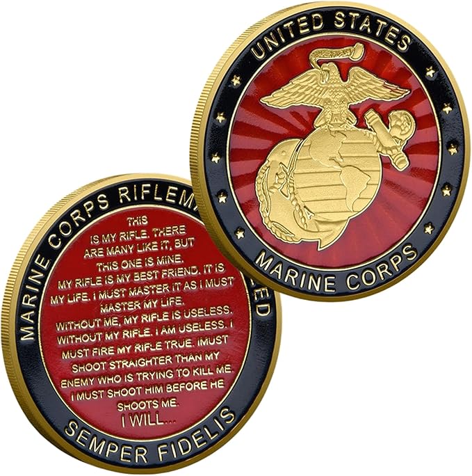 USMC Anniversary Challenge Coin - Marine Corps Commemorative Coin - Eagle Globe Anchor Design - Limited Edition Collectible - United States Marine Corps Veteran Gift