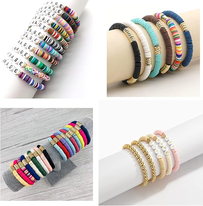 3000Pcs Clay Beads Flat Round Polymer Bead Vinyl Heishi Beads Flat Round Polymer Bead for Jewelry Making Necklace Bracelet (23-White+Grey)