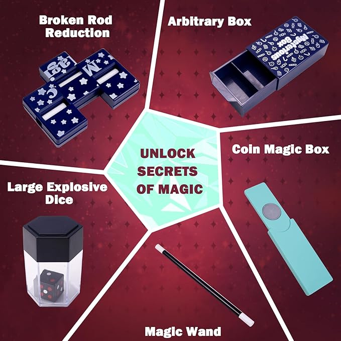 Magic Kit for Kids 28 in 1 Magic Tricks Set Age 6-8 to Perform with Step-by-Step Video Instructions for Each Trick from Professional Ages 6+