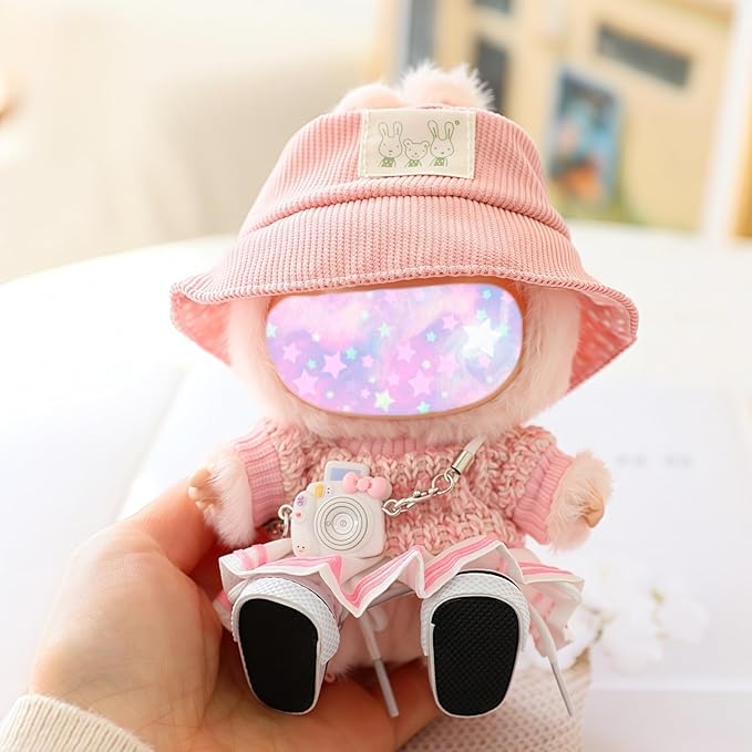 17cm Doll Clothes Set, 5 Pieces Dress Outfit Set for 6.7inch Doll Suit, Fashion Chic Hat & Clothes Accessories for 1st/2nd/3rd Gen Dolls Play & Display Pink