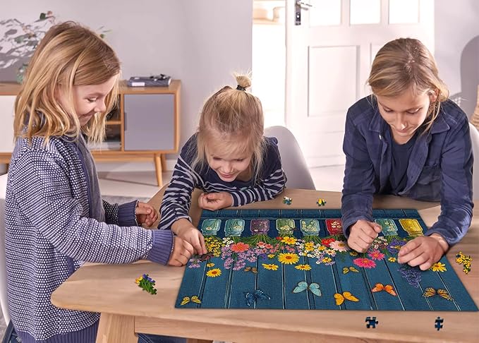 Wildflower Puzzles for Adults 1000 Pieces, Colorful Flower Garden Jigsaw Puzzles, Nature Butterfly Floral Vase Puzzle