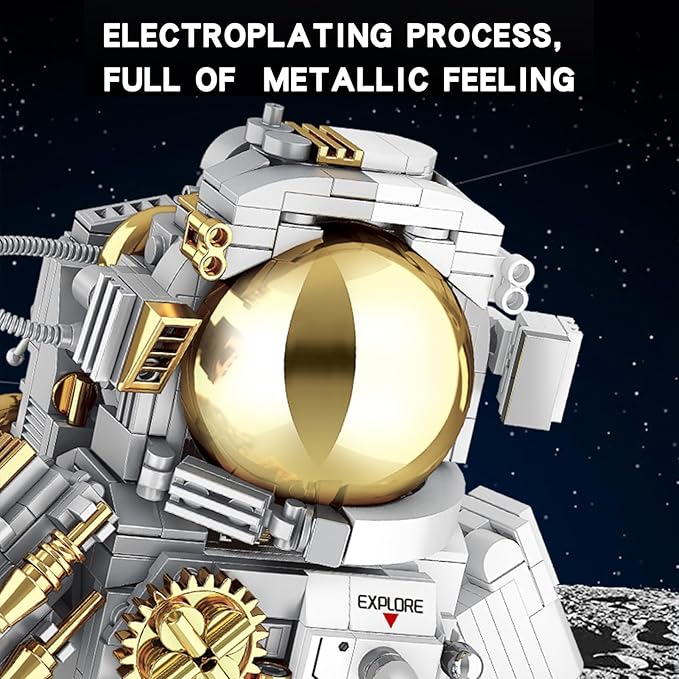 GoolRC Space Astronaut Building Block Set, 1078 Pcs Half Mechanical Astronaut Building Kit with Display Stand, Educational STEM Spaceman Building Kits Gifts for Teen