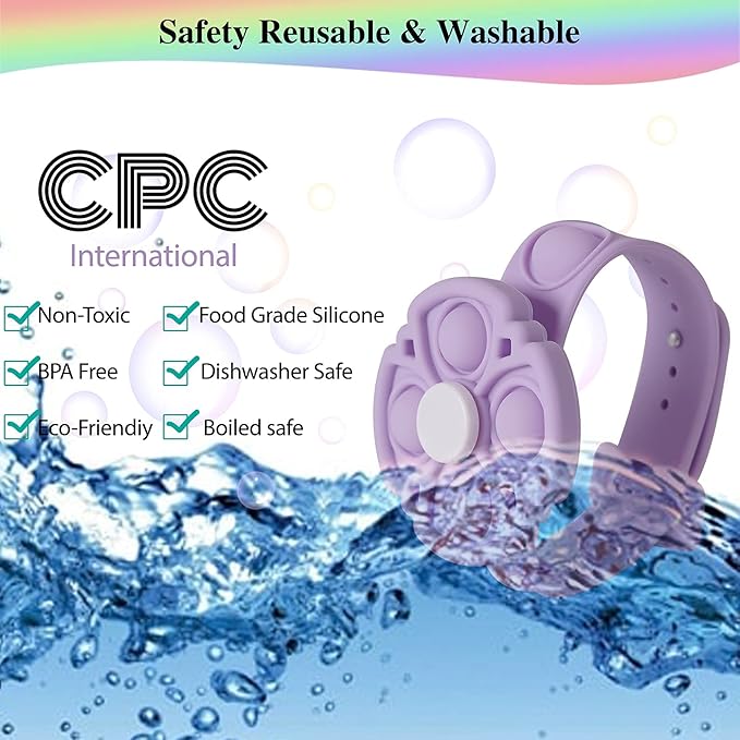 Push Pop Bubble Sensory Fidget Bracelet, Fidget Spinner Pop Toys for Kids and Adults, Silicone Anxiety Stress Relief pop it Bracelets (Purple)
