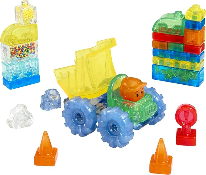 Jelly Blox Construction Dump Truck Set | Includes 30 Pieces | Toddler & Preschool Building Blocks Kids Can Squeeze, Stretch, Squish | Safety Tested & Ouch-Free | Tactile, Sensory Play Toy for Ages 2+