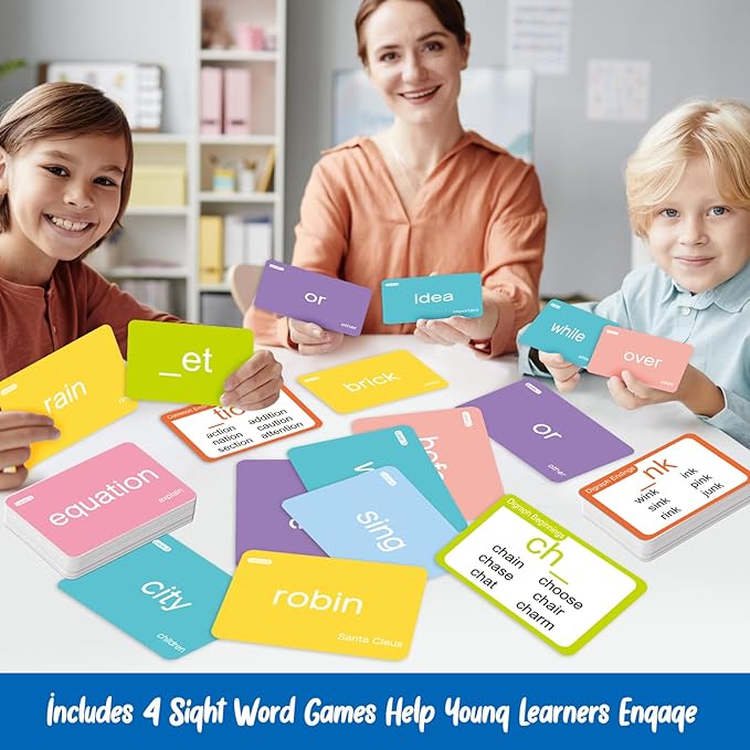SpringFlower 712 Sight Words Flash Card,600 Dolch & Fry High Frequency Sight Word,112 Phonic Flash Cards for Kindergarten Homeschool Supplies Games for Kids Pre-K, Kindergarten, 1st, 2nd, 3rd Grade