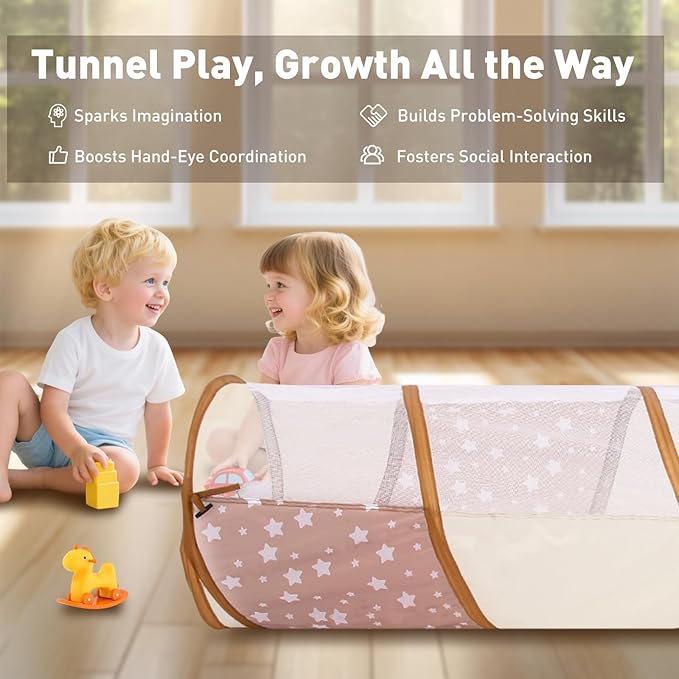 Kids Play Tunnel Toys for Toddlers 1-3, 69" x 18" Pop up Crawl Tunnel Tent for Boys and Girls, Play Tunnel for Kids to Crawl Through, Pordable Children or Dogs & Cats Indoor & Outdoor