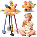 Silicone Baby Sensory Montessori Toys & Pull String Teething Toys for 6-12-18 Months, Toddler Birthday Gift Car Seat Airplane Travel Toy for 1 2 Year Old Boy Girl Infant 8 9 10 Months Old (Orange)