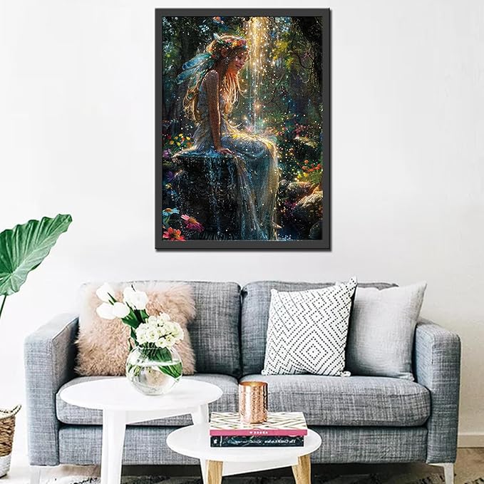 Tucocoo 1000 Piece Jigsaw Puzzles for Adults Angels in Forest Garden Painting Jigsaw Puzzle Magical Glistening Fairy 1000 Pieces Puzzles Game Smile Girl Landscape Art Wall Decor DIY Craft Puzzle Gift