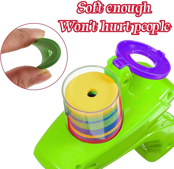 Sumind 2 Pieces Foam Disc Shooter Zip Shot Shooter Disc Launcher (Purple, Green)