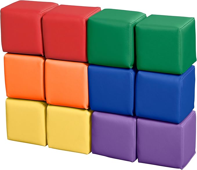 Mosaic Toddler Building Cubes, Foam Blocks, Assorted, 12-Piece