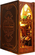 DIY Book Nook Kit - DIY Miniature Dolls House Kit with Furniture and LED Light, 3D Puzzle Wooden Art Bookends, Model Kits for Adults to Build (Zangshuge)