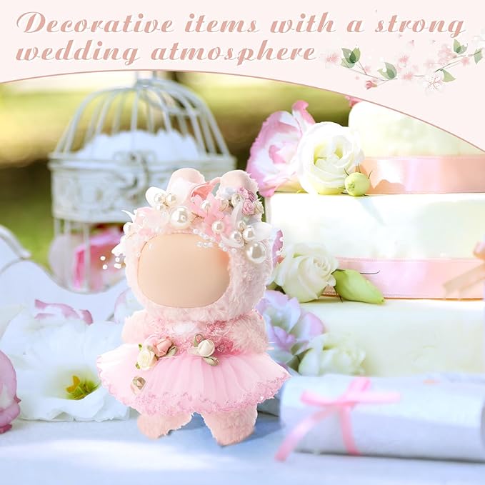 3 Pcs Wedding Outfits Dress for 6.7 Inches Doll Wedding Clothe Set Include Cute Headpiece Popular Dress Accessories, No Doll(Classic Style,Pink)