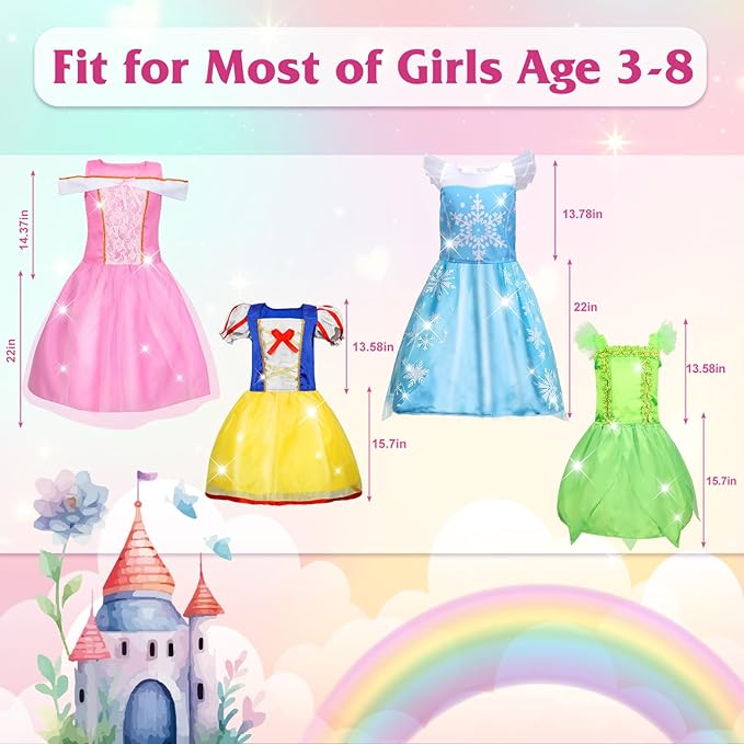 Princess Dress Up for Girls 4-6, Dress Up Clothes for Little Girls 3t-4t