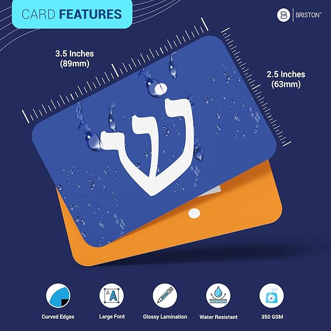 Hebrew Biblical Alphabet Flash Cards – Alef Bet 48 Letter Educational Jewish Language Learning Flashcard Resource for Memory & Sight Words - Fun Game Play - Grade School, Classroom, Homeschool Supply