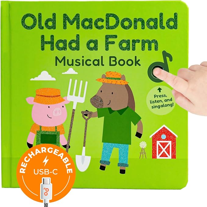 Cali's Books Old Macdonald Had a Farm Music Book for Toddlers 1-3 Years Old - USB Rechargeable Musical Nursery Rhymes Song, Electronic Digital Sound Book for Baby Girls and Boys with Built-in Speaker