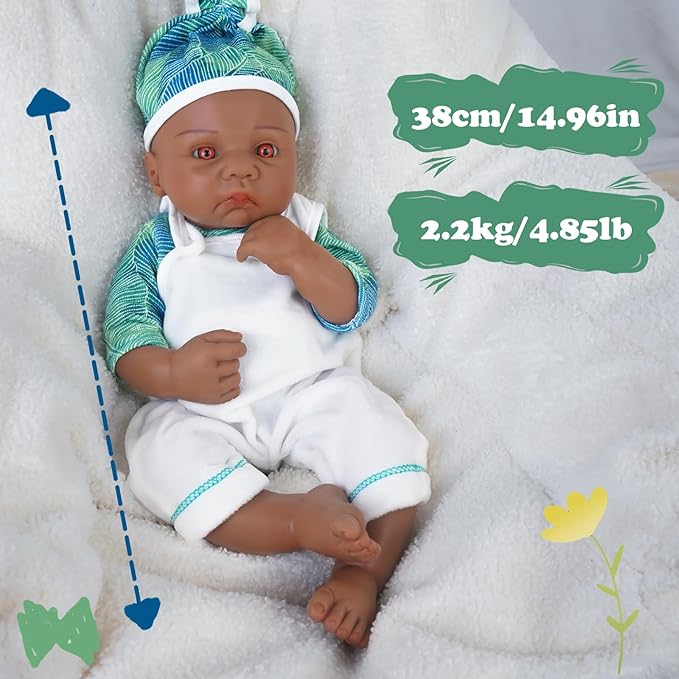 Boy 15 Inch, Full Silicone Baby Doll, Realistic Baby Dolls, Realistic Veins & Pose, Not Vinyl, Reborn Baby Dolls Silicone Full Body, Gift Set