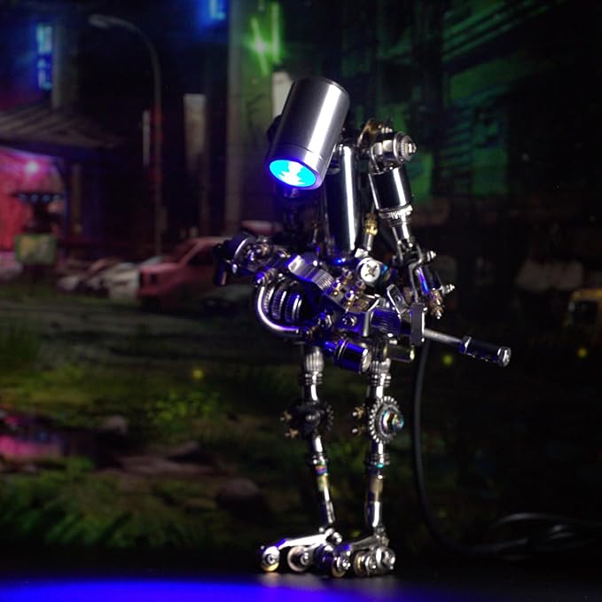 Mostarle Terminator M 3D Metal Puzzle, Arcynix DIY Mechanical Robot Model Kit, Sci-Fi Design LED Light Feature Unique Gift for Adults & Teenager (Blue)