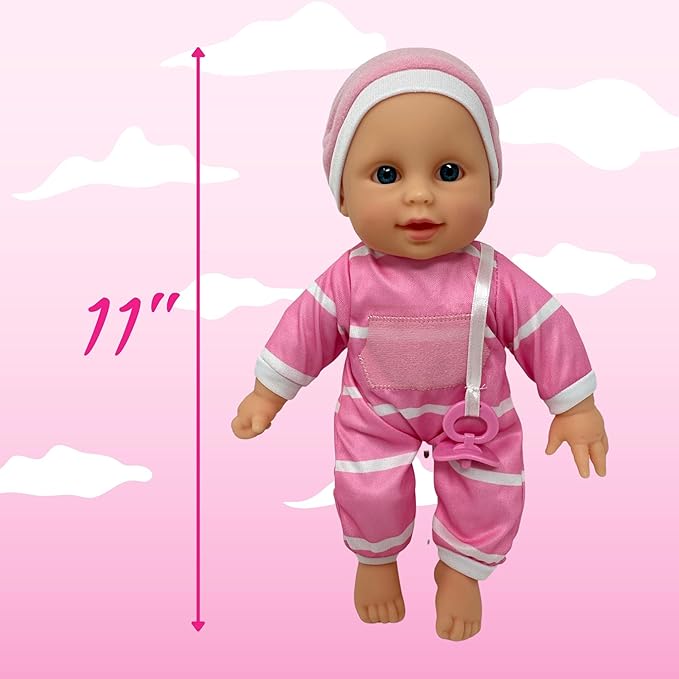 The New York Doll Collection 11 inch Soft Body Baby Doll in Gift Box - 11" Doll Toy for Kids, Boys, Girls and Toddlers - Baby Doll Pacifier Accessory Included