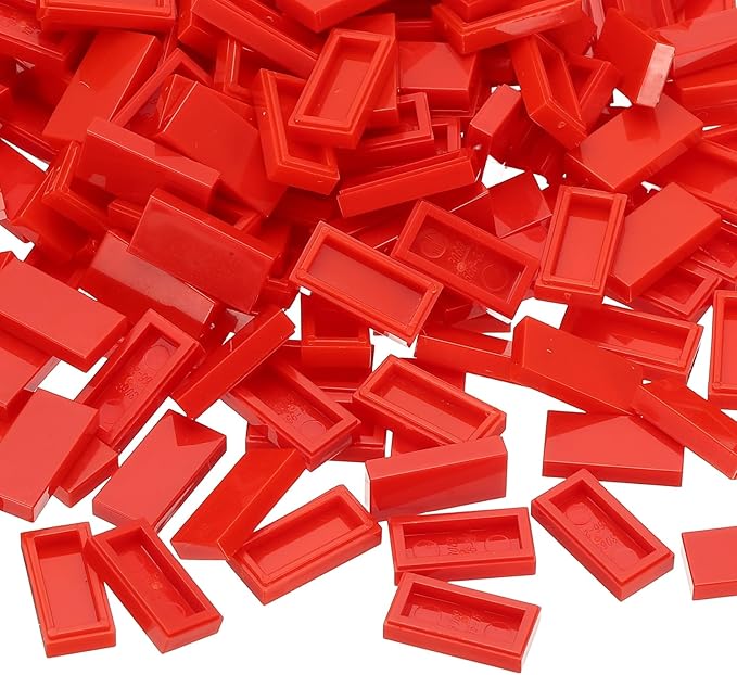 PATIKIL 555 Pcs Flat Blocks Bulk, 1x2 Square Dark Red Classic Tiles Smooth Surface Mini Building Blocks Accessories Compatible Bricks Kits for Building Floor Walls Mosaic Pixel Arts