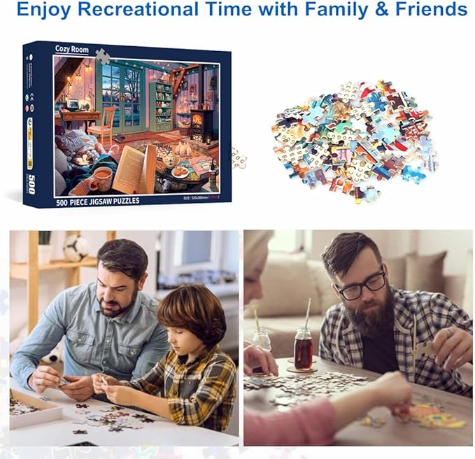 500 Piece Puzzles for Adults Cozy Room 20.5 x 15 Inch 500 Piece Jigsaw Puzzles for Kids Adults Puzzles 500 Pieces for Adults Holiday Educational Challenge Toy