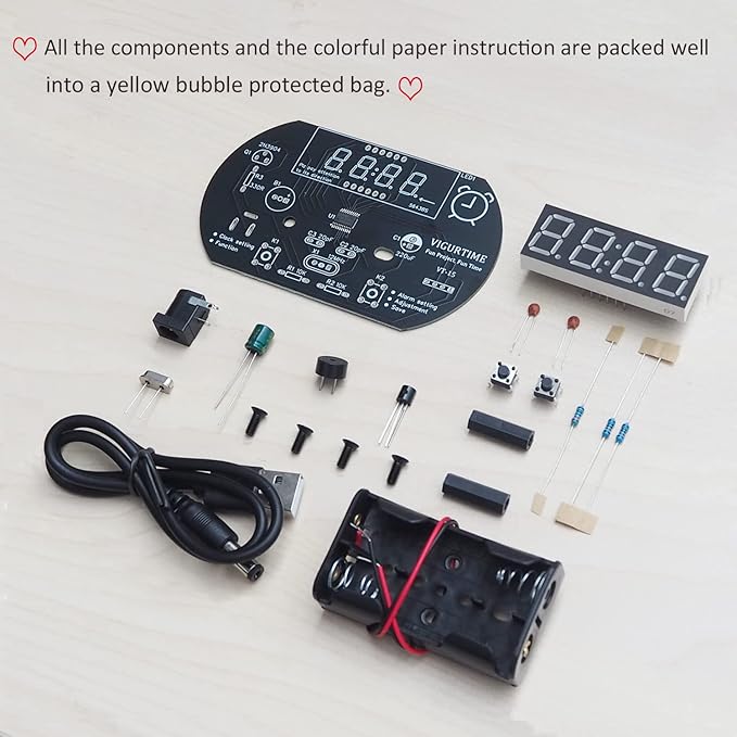 4-Digit Digital Clock Soldering Project Kit for Learning Practicing Teaching Electronics, Great STEM Project and Gift
