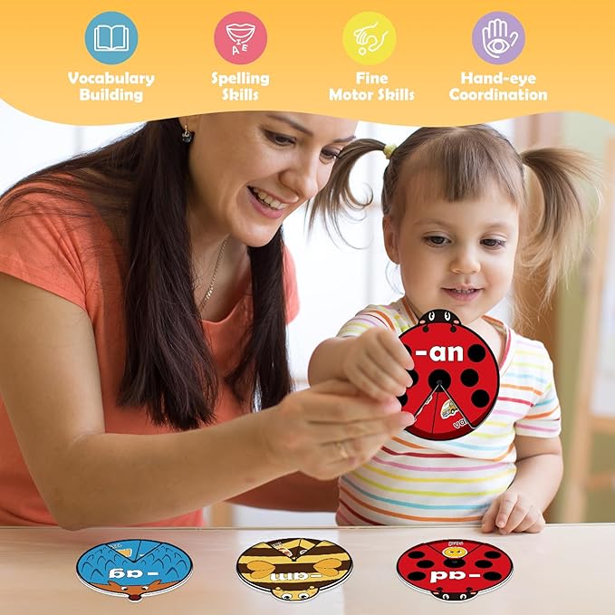 CVC Word Cards,CVC Word Games,Phonics Games,Speech Therapy Toys for Toddlers Kids,Learn to Read,Spelling Reading Learning Game,Kindergarten Preschool Learning Activities Educational Toy