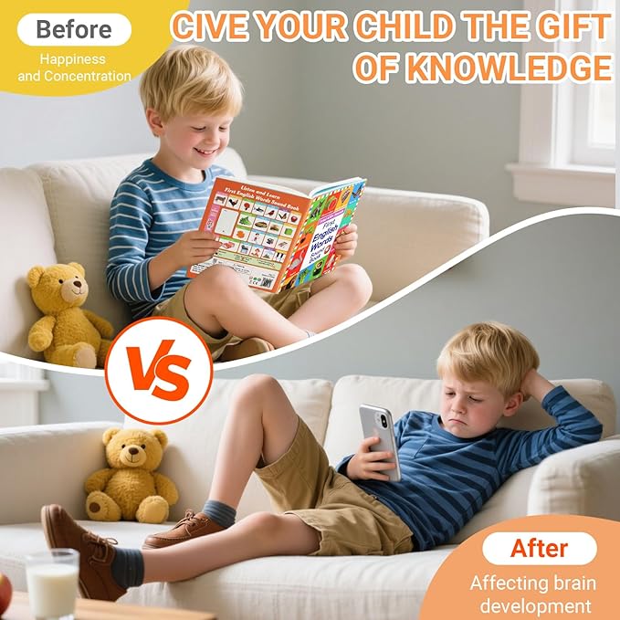 English Words Sound Book for Toddlers 3-6 | 470+ Words & Phonics Learning Toy | Interactive Speak & Spell with Sounds & Pictures | 21 Themes | 2025 Educational Gift