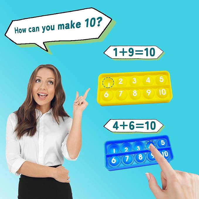 12Pcs Ten Frame Popper, Math Fidget Sensory Counting Toys, Educational Toy for Kids Classroom Group Learning Activities