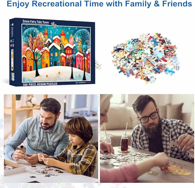 500 Piece Puzzles for Adults Snow Fairy Tale Town 20.5 x 15 Inch 500 Piece Jigsaw Puzzles for Kids Adults Puzzles 500 Pieces for Adults Holiday Educational Challenge Toy