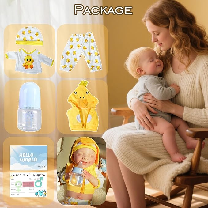 Full Silicone Baby Dolls,17.72 in Silicone Realistic Newborn Baby Doll, Non Vinyl 1:1 Lifelike Reborn Sleeping Dolls (Eve-Ivory)
