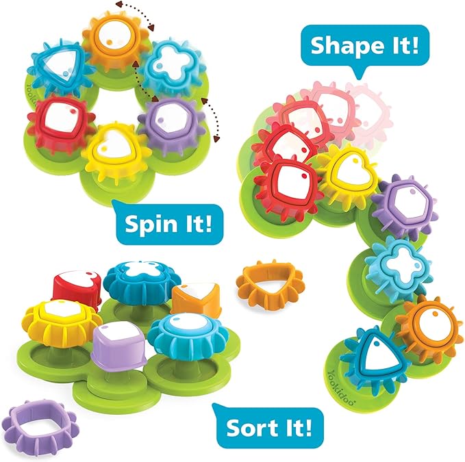 Yookidoo Shape ‘N’ Spin Gear Sorter. A Developmental Activity Toy for Kids Ages 1-3. Toddlers Sortering Game with Multiple Colors and Shapes, That Also Spins.