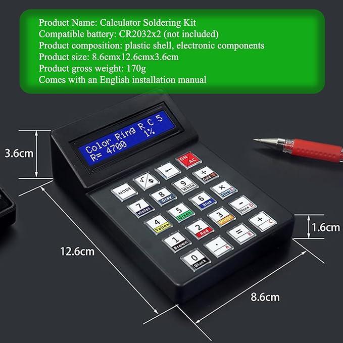 Electronic Calculator Soldering Practice Kit Desk Calculator Soldering Project Kit Electronic DIY Kits with 1602 LCD Display HUAGZIMO