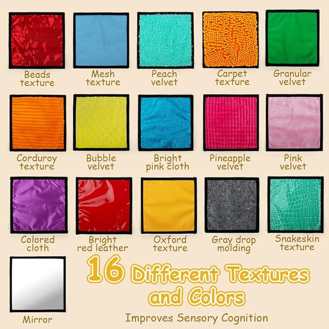 16 Set Sensory Mini Mats Assorted Textured Sensory Floor Tiles - Sensory Walls, Early Sensory Exercise Sensory Mats Sensory Toys for Autistic Children Kids Baby Toddler Fidgeting Activity