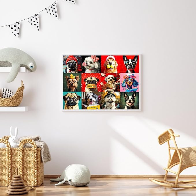 100 Piece Puzzles Multicolor Fun Dogs, Large Piece Jigsaw Puzzle for Kids Ages 4-6 6-8 8-10, Puppy Theme Puzzles for Teens Seniors Adults, Collection Gift Home Art Decor Toys Gifts for Girls Boys