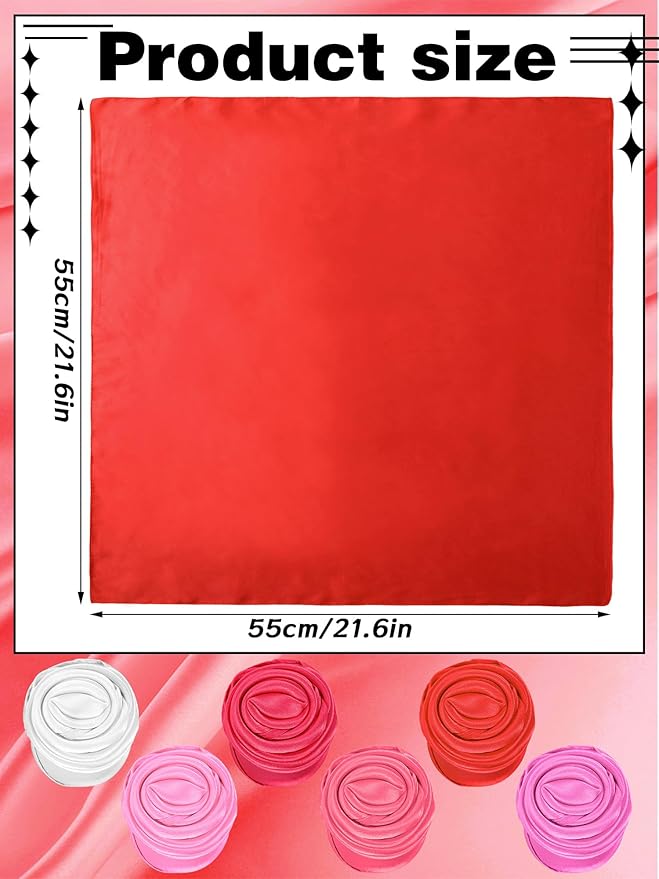Boao 6 Pieces Chiffon Scarf 1950s Square Neck Head Scarfs Vintage Soft Polyester for Women Lady