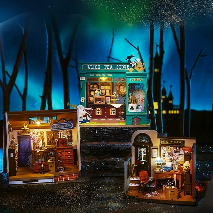 ROBOTIME DIY Miniature House Kit Tiny House Making Kit with LED Light for Adults Halloween/Christmas Decorations Creative Gifts for Teens (Kiki's Magic Emporium)