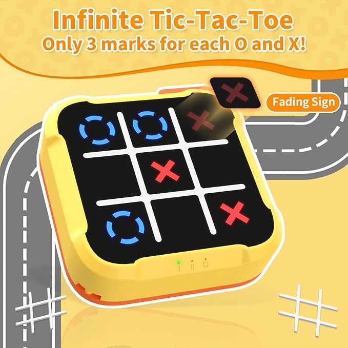 4 in 1 Handheld Tic Tac Toe Game, Electronic Digital Puzzle Game Console with Memory Flash, Whack-a-Mole, Portable Travel Toy Gift for Kids & Adults