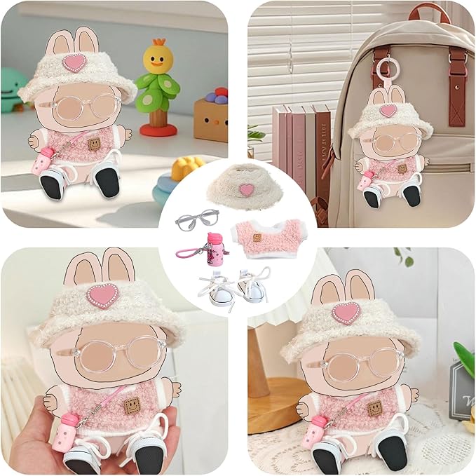 17cm Doll Clothes, Outfits 5 Set for Dolls , Exquisite Accessories for Doll, Cute Clothes for Dolls Dress up Unique Style (5pc-Pink)