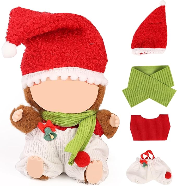 Doll Clothes for Labubu(NO Doll), for 17/15cm Plush Dolls, Clothing Suit Toy Figurine Outfit Set Dress Up with Kawaii Style Accessories, Skirt or Overall and Cute Hat or Headwear (SD6)