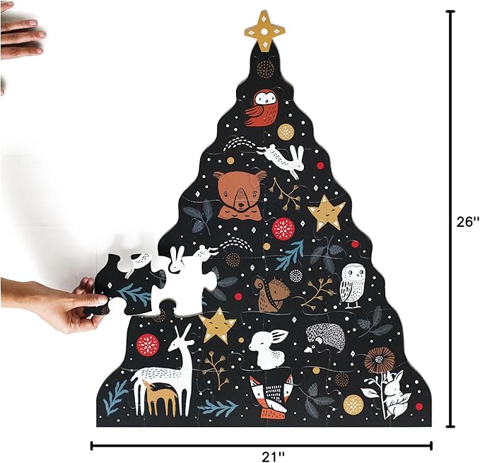 Wee Gallery Floor Puzzle, 24-Piece Jumbo Jigsaw Puzzles for Toddlers, Early Learning Activity, Cognitive and Fine Motor Skills Development, Learning Toys for Toddlers, Christmas Tree