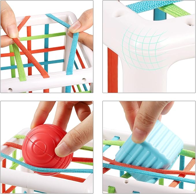 Montessori Toys for 1 Year Old, Cube & 6 Sensory Shape Blocks, Baby Toys 12-18 Months, Developmental Infant Birthday Gifts for Learning Toddler Age 1 2 3