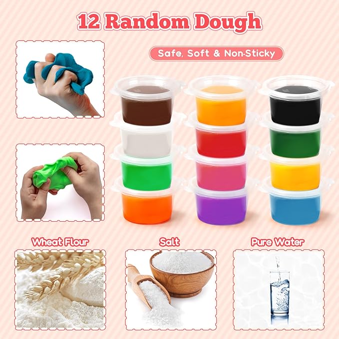 3 in 1 Dough Sets 59 PCS for Kids Ages 4-8, Dough Tools Kit with Ice Cream Noodle Hamburger Maker Machine, Kitchen Creations Art Crafts Food Play Toys for Boys Girls Kids Toddlers Ages 3+