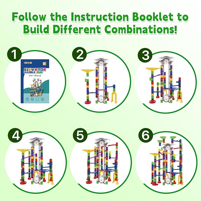 Big Motorized Marble Run - Construction Building Blocks Toys 220Pcs Marble Race Track with Elevator,Educational STEM Game Christmas Birthday Gifts for Kids 3-5 4-8 8-12 (A-Colorful)