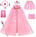 Princess Cape Set for Little Girl, 11PCS Princess Dress Up Clothes Cape Clock with Skirt for Girl 3-8 Birthday Gift